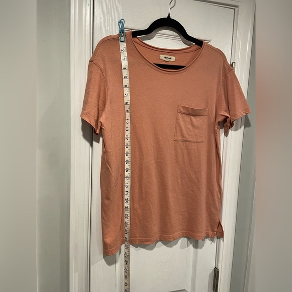 NWOT Madewell Size XS Pink Clay Short Sleeve Crew Split Hem Pocket Tee Shirt - Picture 7 of 11